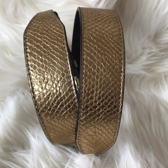 NWT Michael Kors Gold Guitar Strap Snake embossed - Picture 6 of 8
